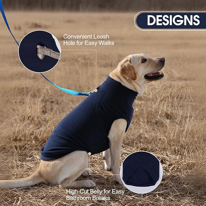 IECOii 2 Pack Fleece Dog Sweater with Leash Hole, Stretchy & Sleeveless, Warm & Soft Dogs Sweaters for Indoors & Outdoors in Fall, Winter and Spring, Machine Washable (Size M, Blue & Red)