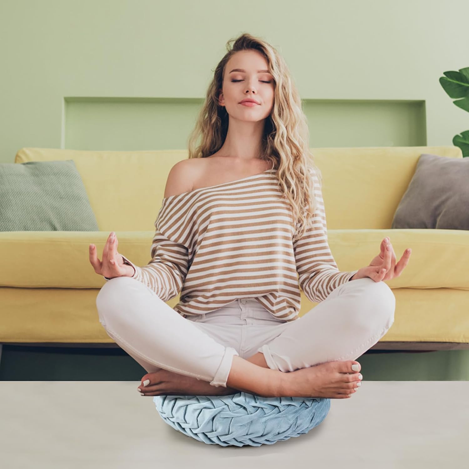 Yerliker 6 Pcs Floor Pillow Cushions 15inch Round Velvet Throw Pillows Colorful Flexible Cushions Alternative Pillows for Couch Chair Living Room Bedroom Home Office Decor(Pastel Color)