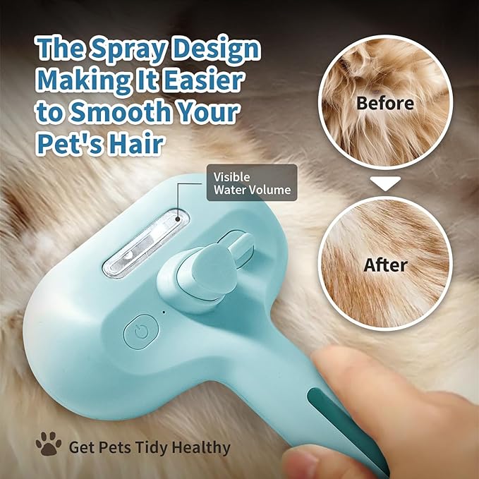 Dog Brush for Shedding, 3 in 1 Self Cleaning Steam Dog Brush - Anti-Static,Cat Steam Brush Removal Comb with Release Button, Grooming Tool for Long and Short Hair Pets, Blue