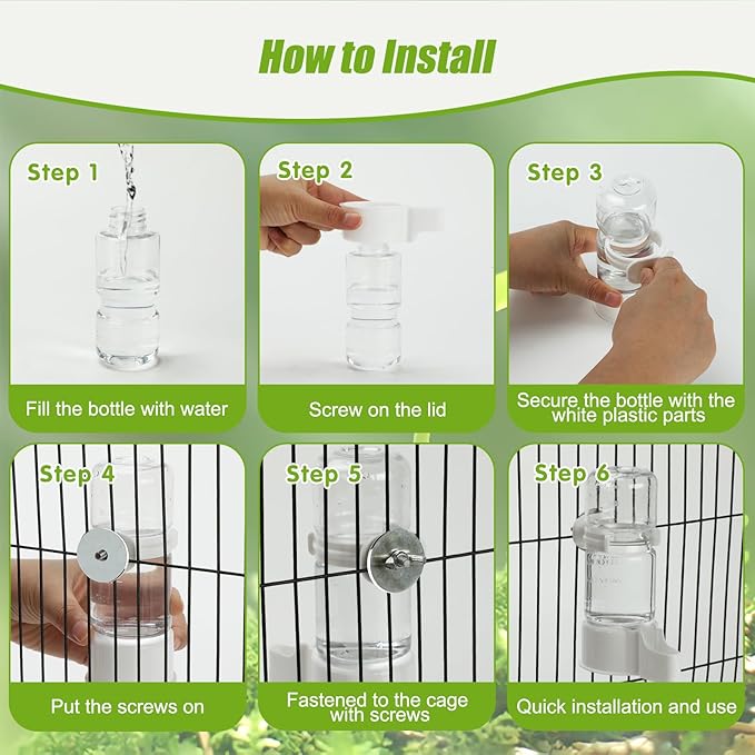 BWOGUE Automatic Bird Water Dispenser, 4.73 Fl Oz Parakeet Water Dispenser for Cage No Mess Suspended Bird Water Feeder for Cockatiel Budgie Conure Lovebirds