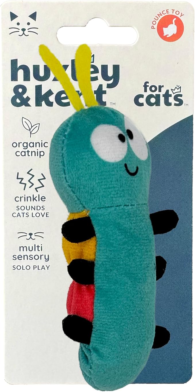 Huxley & Kent Plush Cat Toy - Interactive Catnip Toy for Cats & Kittens - Soft with Crinkle & Catnip - Fun Indoor Play - Caterpillar