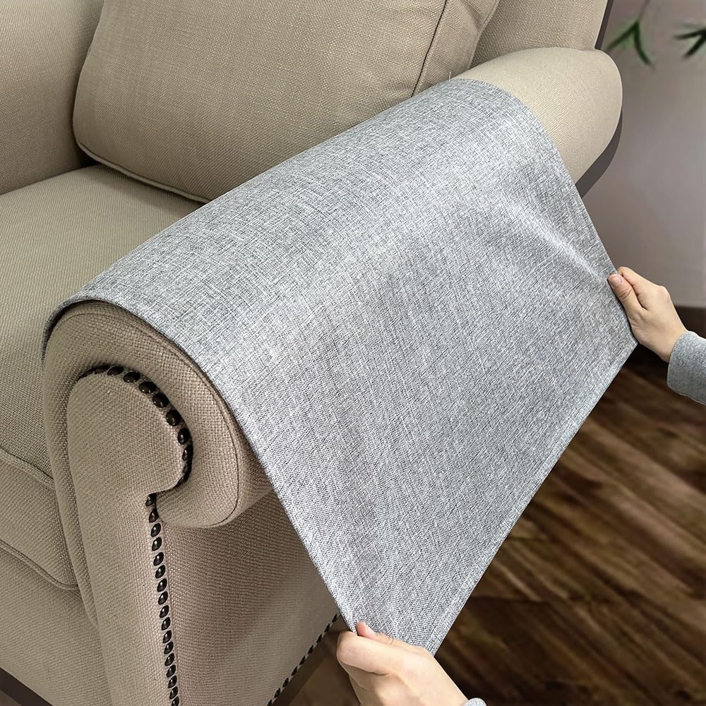 Couch Arm Covers, Anti-Slip Sofa Armrest Cover for Recliner, 2pc Washable Sofa Arm Covers, Dogs Cats Pet Scratch Proof Couch Arm Protectors, Light Grey, 24x28inch