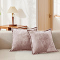 Luxurious Velvet Throw Pillow Covers 20x20 Set of 2 Decorative Pillow Covers Solid Square Cushion Case for Sofa Couch Bedroom Farmhouse, Pink