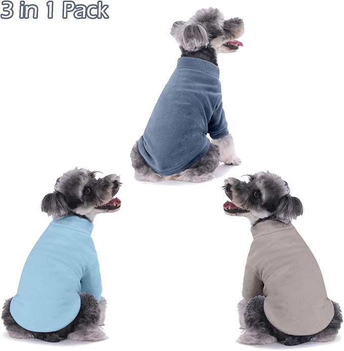 Dog Sweater, 3 Pack Dog Sweaters for Small Dogs Girl Boy, Ultra Soft Warm Puppy Clothes Coat for Winter (Gray+Azure+Navy, XX-Large)