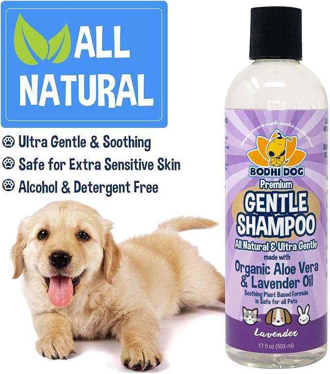 Bodhi Dog Premium Gentle Shampoo - Soothing, Ultra-Gentle Puppy Shampoo with Aloe Vera & Lavender Oil - Natural Moisturizing Pet Wash for Puppies, Dogs & Cats (17 Fl Oz)