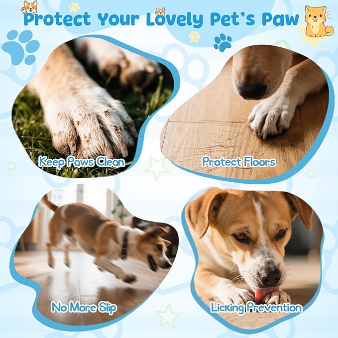 HeavenEye Dog Socks for Hardwood Floors, Anti Slip Dog Paw Protectors Shoes, Maximum Grip Prevent Licking Paws Slipping Hot Cold Pavement Boots for Small Medium Large Senior Dogs(White Bone, L)