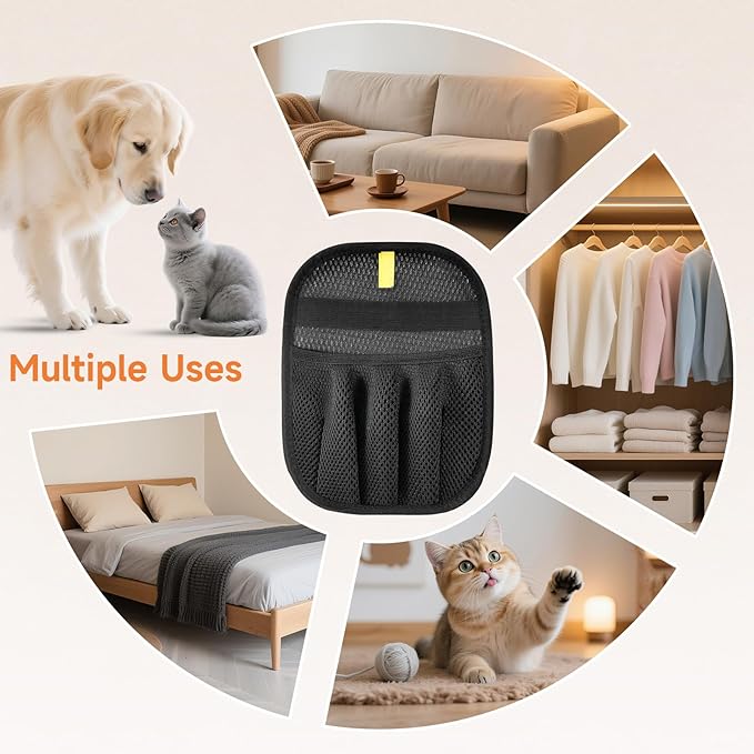 Pet Hair Remover Gloves for Cats & Dogs - Reusable Electrostatic Pet Hair Gloves, Fur Removal Tool for Home, Car Seats