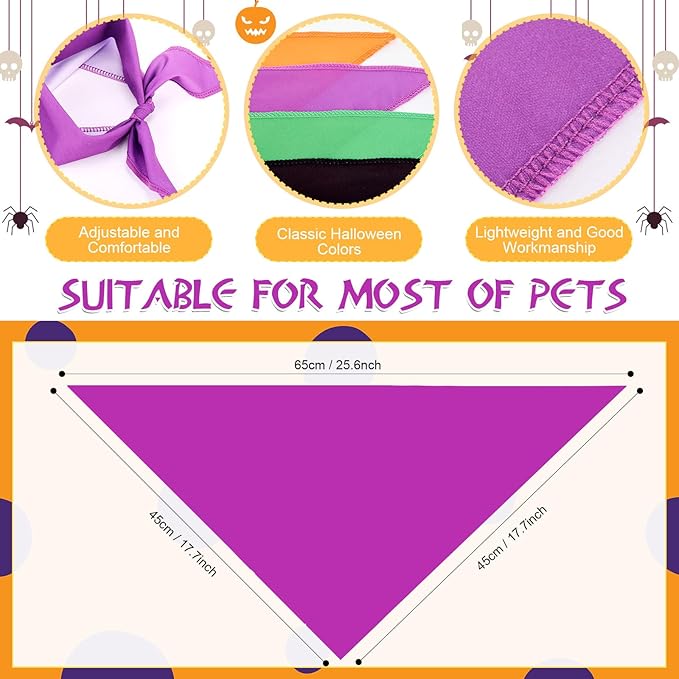 48 Pcs Halloween Color Dog Bandanas Bulk Sublimation Blank Bandanas for Dogs Heat Transfer Triangle Bibs DIY Scarf for Small Medium Large Puppy Pets Costume Photo Props Accessories Pet Shops