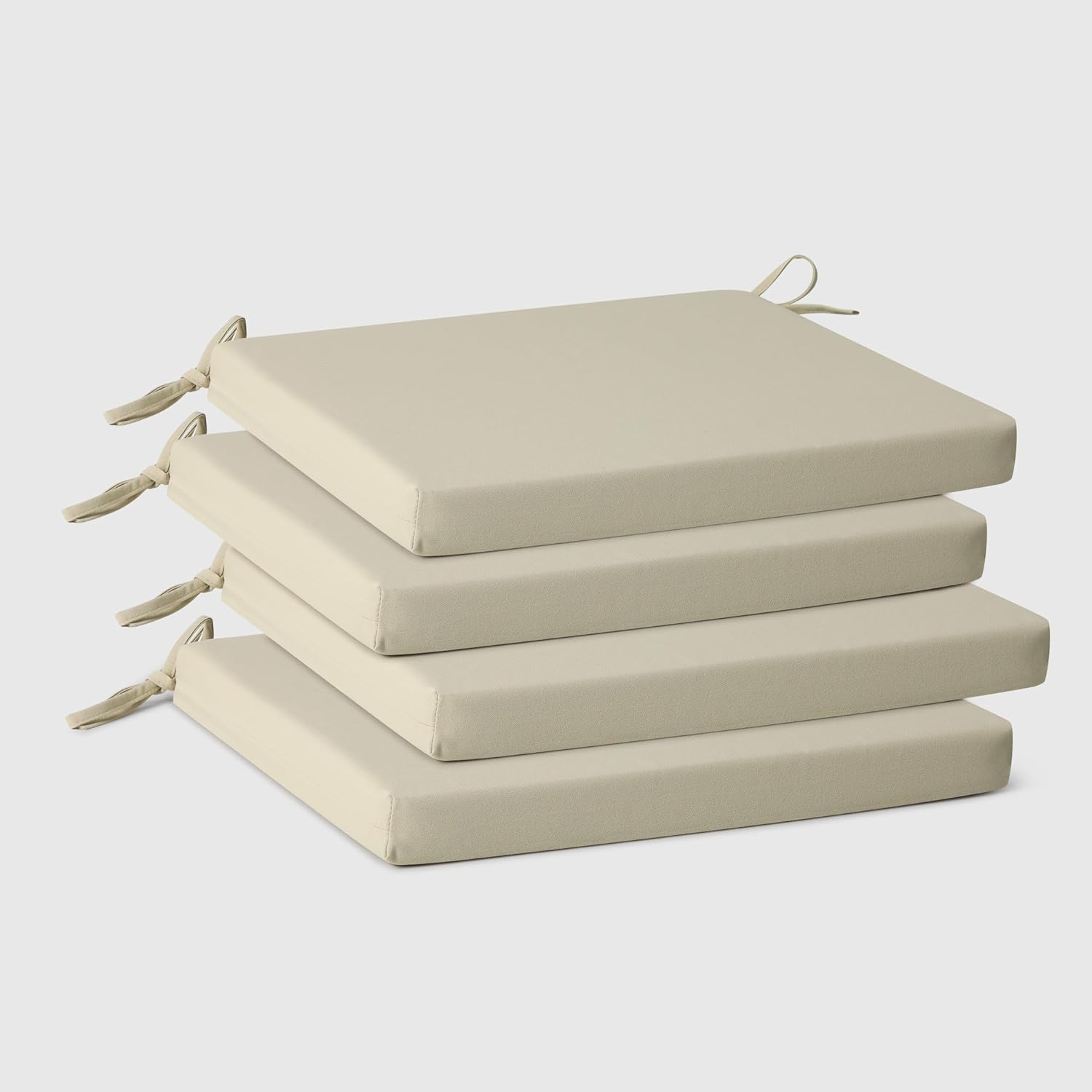 WestinTrends Solace Outdoor Patio Kitchen Dining Chair Square Seat Cushions Set of 4, 20 x 20, Beige
