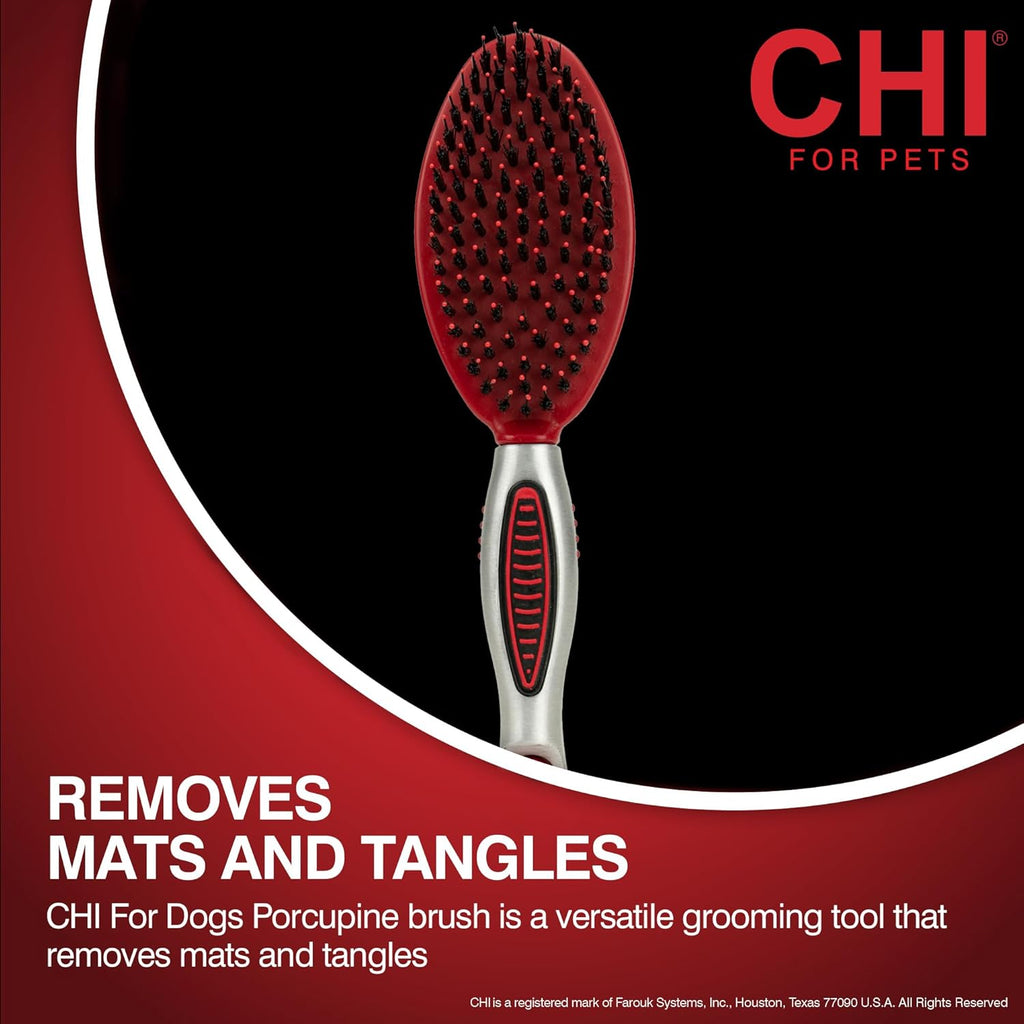 CHI Dog Brush for, Porcupine Brush for Dogs - Grooming Tools for Dogs & Puppies, Removes Mats and Tangles, Ionic Technology, Ergonomic Soft Grip Handle, Suitable for All Hair Types