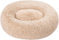 Amazon Basics Donut Pet Bolster Faux Fur Bed for Dog, Beige, 23" x 23"