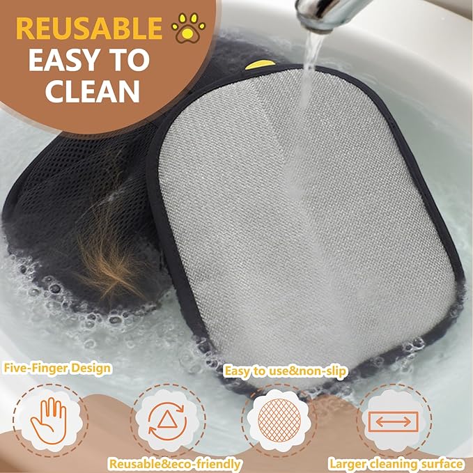 Pet Hair Removal Glove, Electrostatic Five-Finger Design, Reusable Fur Remover for Cats, Dogs, Couch, Carpet, Car Seat (1PCS)