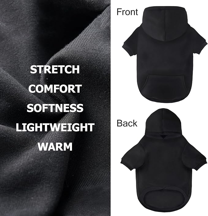 Dog Basic Hoodie Ultra-Soft Dog Clothes Cold Weather Sweaters for Medium Large Dogs Breathable Cozy Fabric Pet Coat Warm Stylish Sweatshirt with Leash Hole Pocket Dogs Jacket for Cats Boys Girls