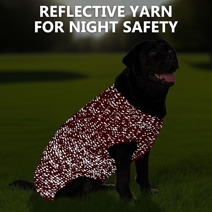 KYEESE Dog Christmas Sweater for Large Dogs with Leash Hole Warm Pullover with Reflective Yarn Male Thick Stretchy Knitwear Winter Soft Pet Coat boy Cold Weather Comfy Dog Sweaters,Red, XX-Large