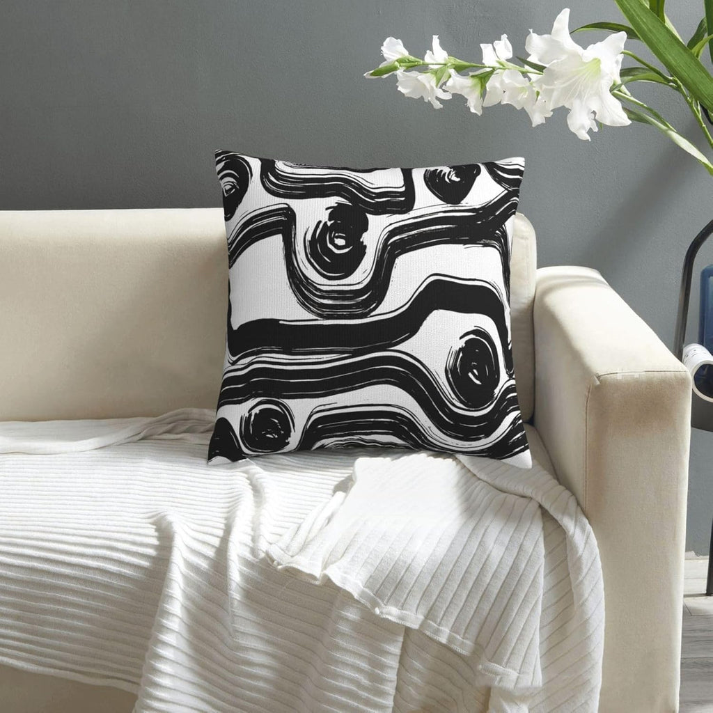 Black and White Striped Throw Pillow Covers 18x18 in Set of 2 Decorative Modern Pattern Linen Abstract Art Boho Pillow Case Square Cushion Covers for Farmhouse Sofa Bed Couch Living Room Decor