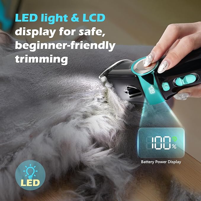 Cat Clippers for Grooming with 5-in-1 Blade, Cat Grooming Kit Cordless Rechargeable Hair Trimmer Detachable Stainless Steel Blade Pet Shaver for Small Kitty Paw Face Head Body