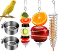 5Pcs Bird Cage Food Bowl Set, Stainless Steel Millet Holder with Parakeet Feeder, Pet Feeding Supplies