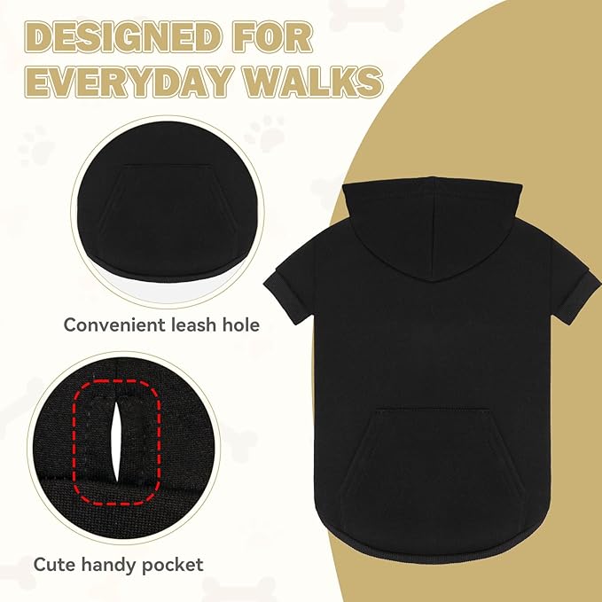 5XL Dog Sweaters for Large Dogs,Extra-Large Dog Hoodie,Cozy Fleece Interior Sweatshirt with Hood & Pocket,Leash Hole,Pet Clothes Sweater Hoodie for Large Dogs,Black&5XL