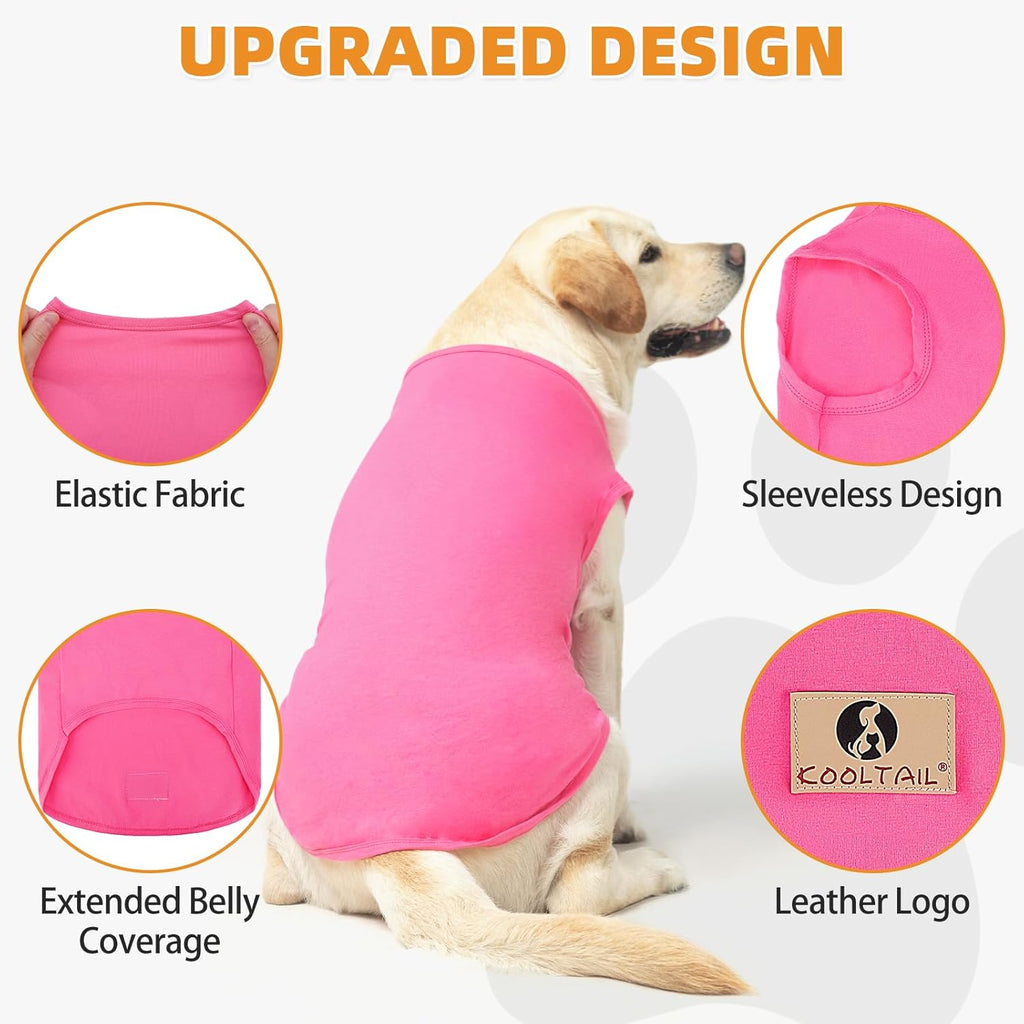 KOOLTAIL Girl Dog Clothes for Large Dogs, 2 Pack Cotton Fall/Winter Warm Dog T Shirts Coats for Outdoor, UV & Insect Protection Anti-Hair Loss & Lightweight Pet Vest Tank Tops Apparel, Pink & Rose,3XL