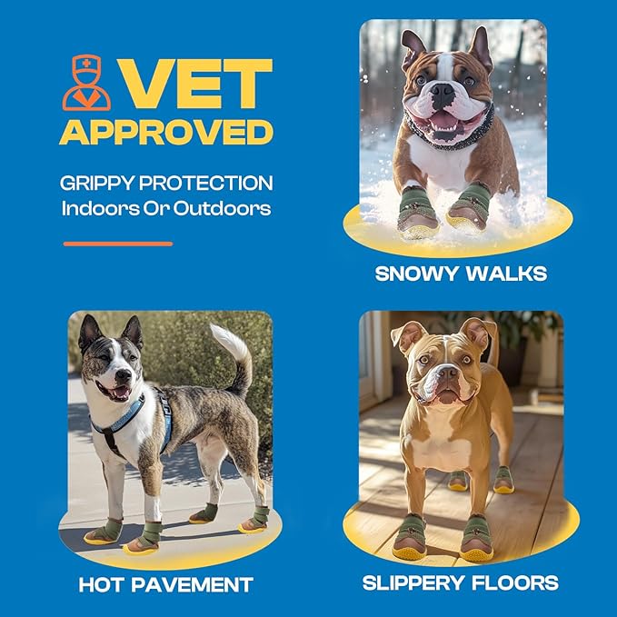 Dog Shoes for Large Dogs, Medium Dog Boots & Paw Protectors for Hardwood Floors, Outdoor Dog Booties for Hot Pavement Winter Snow Hiking, Breathable Dog Shoes with Reflective Strips Size 3