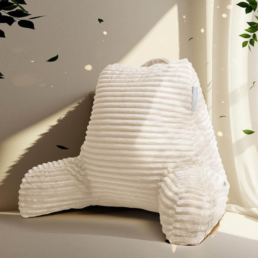 Hearth & Harbor Reading Pillow for Bed Adult – Back Pillow for Sitting in Bed, Standard Bed Pillows for Sitting Up in Bed, Foam Bed Chair Pillow, Linen Bed Rest Pillow