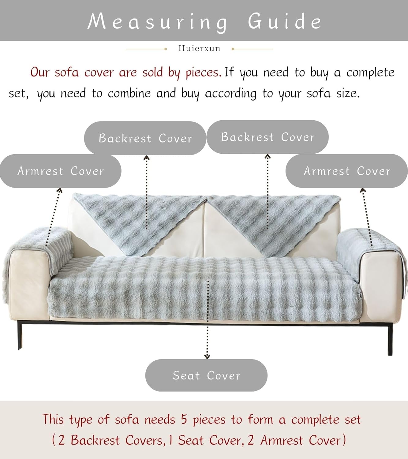 Faux Fur Couch Cover Fuzzy Soft Plush Thick Bubble Sofa Cover Luxury Sectional Couch Covers Luxury Anti-Slip Sofa Slipcover Washable Furniture Protector (Light Grey,28"x70")