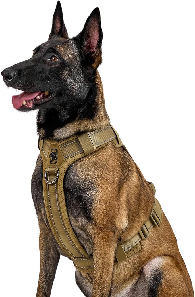 OneTigris Dog Harness, Soft Padding No Pull Dog Vest Harness, Durable High-Tensile Nylon, Adjustable Tactical Harness for Medium and Large Dogs with Reflective, 1 Handle, 3 D-Rings