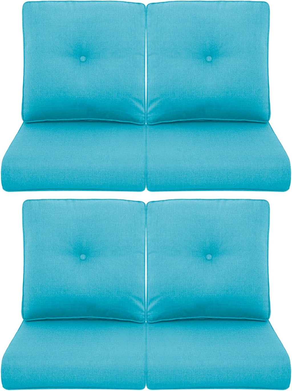 Patio Chair Cushions 4 Packs - Outside High Back Thick Water-Resistant Cushion 22x24 with Zipper Cover for Outdoor Glider Rocking Chairs Loveseat Couch – Teal/Buckle