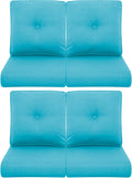 Patio Chair Cushions 4 Packs - Outside High Back Thick Water-Resistant Cushion 22x24 with Zipper Cover for Outdoor Glider Rocking Chairs Loveseat Couch – Teal/Buckle