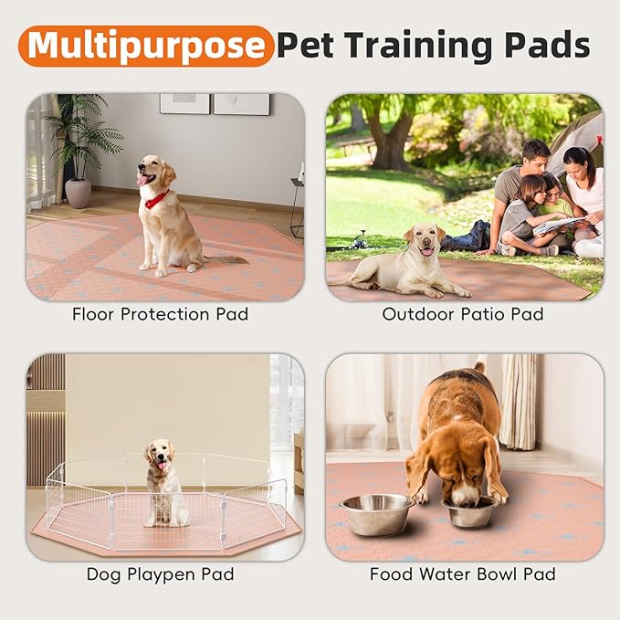 PJYuCien Washable Pee Pads for Dogs 2 Pack, 67" x 26" Octagonal Reusable Pee Pads for Dogs, Leak-Proof Pet Training Pads, Puppy Pads for Non-Slip, Designed for 24/30/36/42'' Width 8 Panels Pen