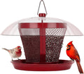 Kingsyard Bird Feeder for Outside, Dual-Use Metal Mesh Wild Bird Feeder with Weatherproof Dome Dual, 2.5 lbs Seed Capacity for Finch Cardinal