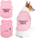 Parisian Pet Dog T-Shirt with Embroidered 'Daddy’s Girl' Words - 100% Cotton, Breathable Sleeveless Girl Dog Clothes - Machine Washable Shirt for Large Dogs L
