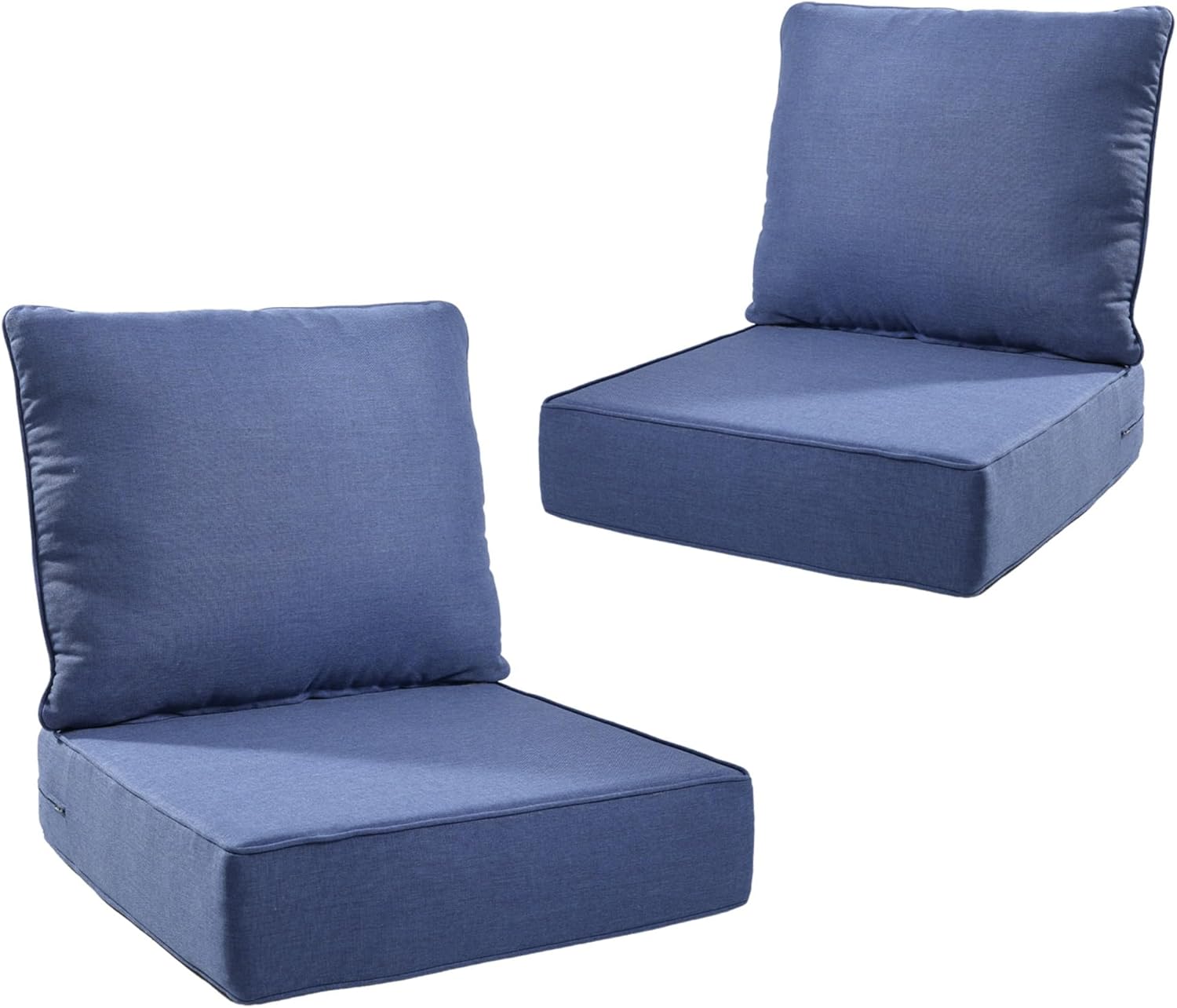 Outdoor Cushion Set for Furniture Patio Furniture, UV Resistant, Water Resistant - 6 Inch Thick Foam Garden Cushions– 24x24 Inch Patio Seat Covers for Chair/Sofa/Couch | Blue | 2-Pack |