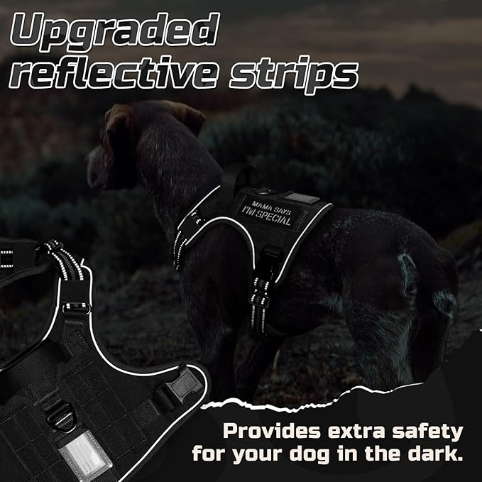 rabbitgoo Tactical Dog Harness for Large Dogs, No Pull Military Service Vest with Handle & Molle, Easy Control for Training Walking, Adjustable Reflective Straps, Black, XL