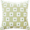 DECOBIRD Embroidery Throw Pillow Cover 18x18 Light Green Floral Design Home Decor Loop Embroidered Pillow Case Thick Cotton Canvas Square Cushion Cover for Couch 45x45cm, 4 Petal Flowers 1 Piece