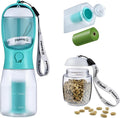 Dog Water Bottle with Food Container & Poop Bag Holder, Travel Water Bowl, Portable Pet Dispenser, Dog Gifts Stuff Accessories Items, Puppy Essentials for Yorkie Chihuahua Walking Hiking