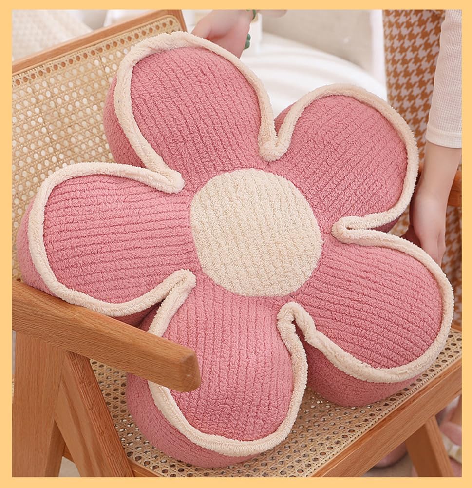 Sexysamba Flower Shaped Floor Seat Pillows Cushions 25.6" x 7.5", Giant Aesthetic Daisy Flower Decorative Throw Pillows Preppy Floor Seating Cushion for Girls Bedroom Room Sofa Chair Decor,Pink