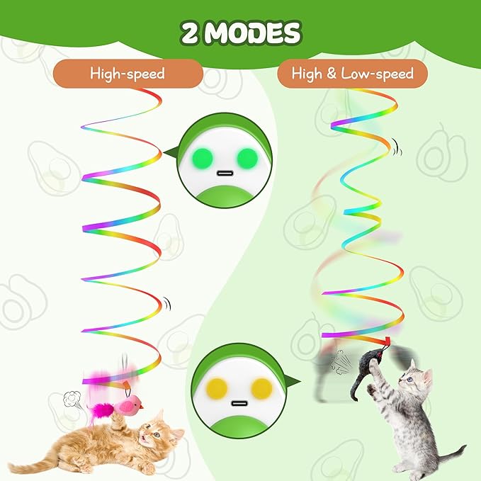 Automatic Hanging Door Cat Toy,Electric Interactive Cat Toys-Flying Bird &Mouse Wand & Ribbon Wand,USB-Rechargeable Self Play Feather Chase/Hunt Cat Toys for Bored Indoor Adult & Kitten Cats