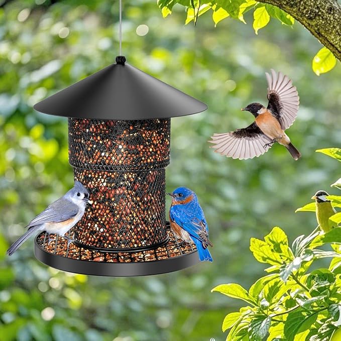 Bird Feeder for Outdoor Hanging, Heavy Duty Metal Bird Feeders for Outside Hanging, Large Capacity Birdfeeder to Attracting Birds