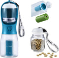 Dog Water Bottle with Food Container & Poop Bag Holder, Travel Water Bowl, Portable Pet Dispenser, Dog Gifts Stuff Accessories Items, Puppy Essentials for Yorkie Chihuahua Walking Hiking