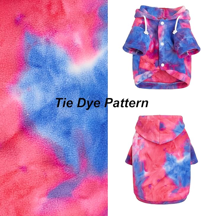 Mklhgty Tie Dye Dog Hoodie, Winter Coat for Small Dogs - Ultra-Soft Adjustable Warm Hood, Breathable Comfort Fabric for Daily Use