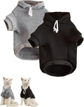 QWINEE Basic Dog Hoodie Sweatshirt Puppy Sweater Warm Cat Costumes Pet Clothes for Chihuahua Puppy Kitten Small Medium Dogs Black and Grey Medium