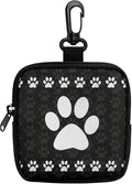 KEIAHUAN White Paw Print Dog Treat Pouch Small Training Bag Portable Dog Treat Bag with Zipper Closure and Carabiner Hands Free Pet Treat Bags Training Pouch Mini Wallet, Black