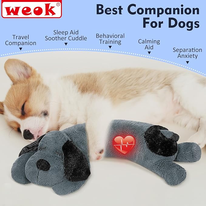 Puppy Heartbeat Toy for Separation Anxiety Relief, Heartbeat Stuffed Animal Anxiety Calming Behavioral Aid Plush Toy for Dogs Cats Pets