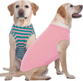 IECOii 2 Pack Summer Dog Clothes for Large Dogs,Breathable Stretchy Pet T-Shirts Lightweight Tank Top Sleeveless Vest for Outdoor Sun Protection - Fit for Large Breeds Labrador,Pink+Stripes,3XL