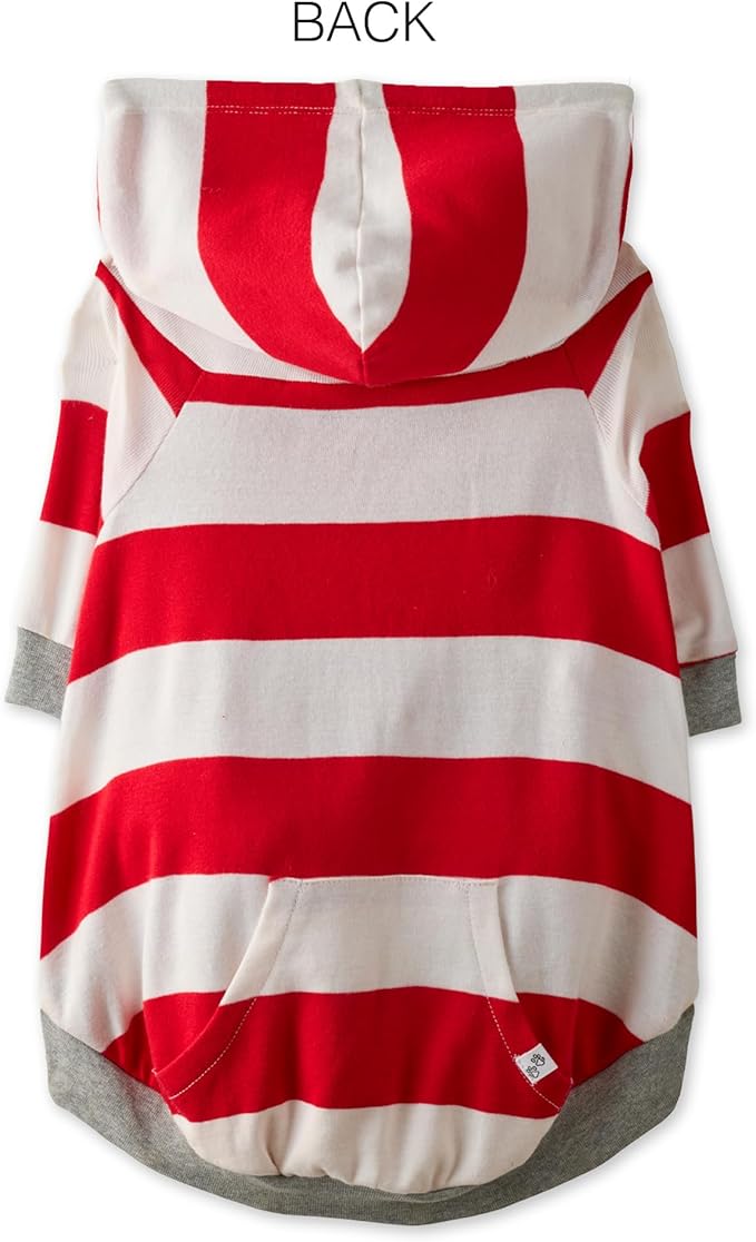 Rocky – The Orginal Lightweight Hooded TEE 100% Organic Cotton Dog Hoodie Pet Coat Sweater for Small, Medium, Large Dogs, Red Bold Stripe, X-Large (55-80 lbs)