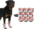 Spark Paws Dog Shoes, Waterproof Dog Boots for Medium to Large Dogs, Non Slip, Breathable Dog Booties and Paw Protectors - 4PCS Doggie Hiking Boots with Reflective Straps - Pink, Size 8