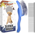 Dog Slicker Brush for Golden Doodle Grooming Kit - Dematting Brushes for Goldendoodles, Labradoodles, Poodles - Pet Hair Brush for Medium & Long Haired Dogs - Large (Blue)