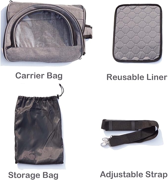 Guinea Pig Carrier, Small Pet Carriers for Rabbit Hamster Bird Bunny Bearded Dragon Kitty and Etc. Animal Bag with Stable Handle and Waterproof Pad, Easy Travel and Vet Visit-Large