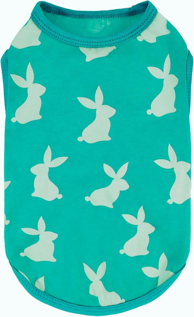 Fitwarm Easter Bunny Dog Shirt, Dog Clothes for Small Dogs Boy Girl, Pet Cat Holiday Outfit, Teal Green, XXL